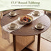 37.5" round Dining Table for 2-4, Farmhouse Kitchen Table with Solid Rubberwood Pedestal & Rattan Base, Modern Small Circle Dinner Table for Dinette Living Room