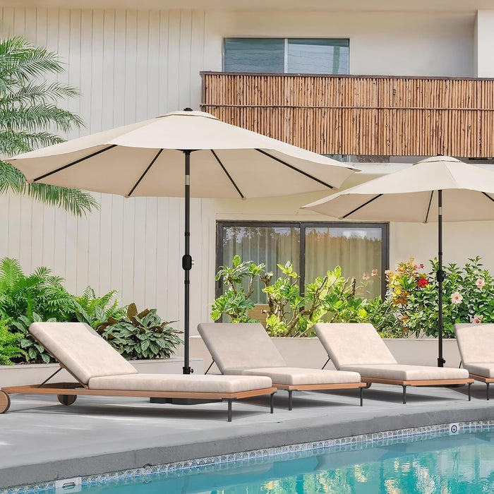 10FT Patio Umbrella, Pool Umbrella Outdoor, Tan | Easy-To-Use Tilt, Smooth One-Handed Crank, Waterproof Thickened Canopy, Wind Resistant for Outdoor Table, Deck, Pool