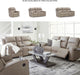 Signature Design by Ashley Lavenhorne Contemporary Faux Leather Manual Reclining Loveseat with Console and Cup Holders, Beige