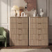 46"W Fluted 5 Drawer Bedroom Dresser, with Faux Marble Top,Natural Oak