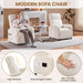 Sofa Accent Chair for Living Room, Corduroy High Back Lounge with Side Pockets Reading Armchairs for Nursing Bedroom Home Movie Theater Beige