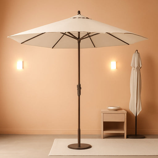 9FT Patio Umbrella Outdoor Table Umbrella W/Push Button Tilt and Crank, 8 Sturdy Ribs, UV Resistant Waterproof Market Umbrella for Pool, Deck, Backyard, Garden, Creamy White