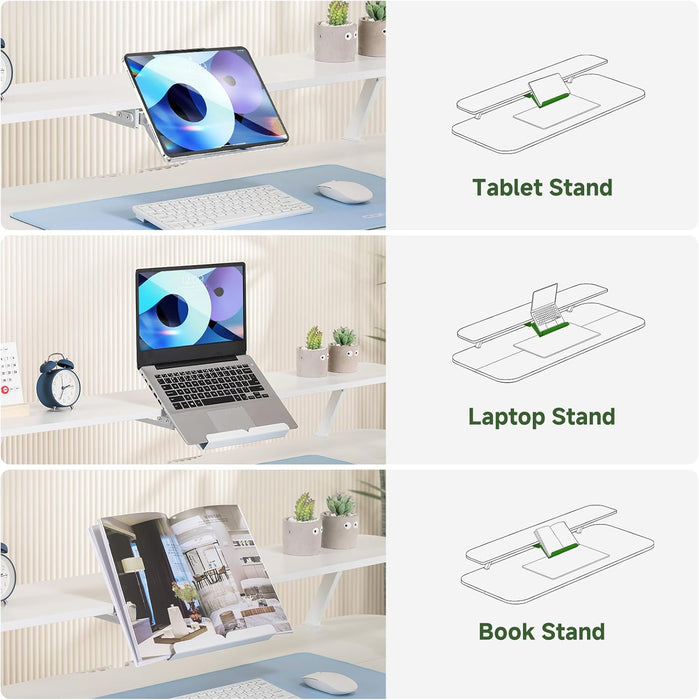 Electric Standing Desk with Drawers, 48 X 24 Inches Height Adjustable Computer Desk with Monitor Stand, Laptop Stand, Sit Stand up Desk with Memory Preset for Home, Office, White