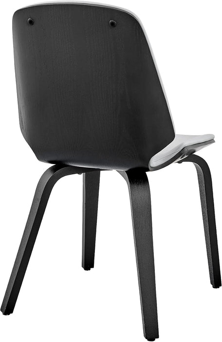 Brinley Mid Century Modern Gray Faux Leather and Black Wood Dining Room Accent Side Chair for Kitchen Table Desk Vanity