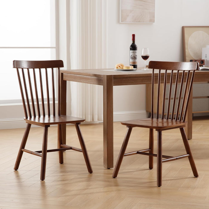 Windsor Dining Chairs Farmhouse Dining Chairs Set of 4 Modern Wood Kitchen Chairs Mid Century French Country Spindle Chair for Dinning Room Kitchen Restaurant Bar Canteen Library, Walnut
