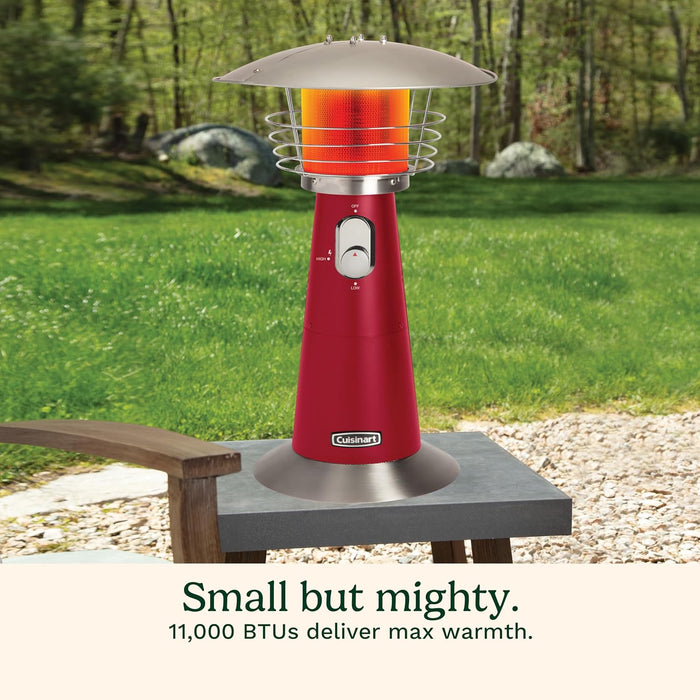 COH-513 Portable Tabletop Patio, 11,000 BTU Outdoor Propane Heater with Safety Tilt Switch and Burner Screen Guard, 30 Sq. Foot Heat Range, Red