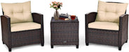3PCS Wicker Patio Furniture Set with Cushions for Balcony and Porch