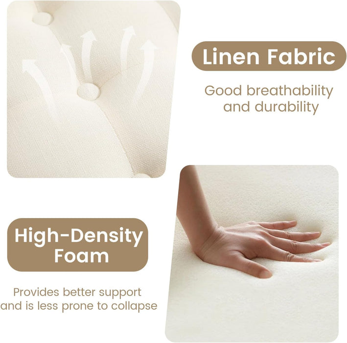 24Inch round Storage Ottoman, Set of 2, Modern Button Tufted Coffee Table with Removable Top, Upholstered Ottoman with Storage Footrest Stool for Living Room, Bedroom (Khaki)