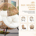 Outdoor Wicker Egg Chair PE Rattan Chair with Cushion, Oversized Patio Lounge Chair for Outdoor, Indoor, Balcony, Backyard, Garden, Beige