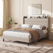 Full Linen Multifunctional Bed with Charging Station & Storage Headboard