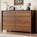 55" Wide 8-Drawer Dresser, Mid-Century Modern Chest with Solid Wood Legs, Concealed Handle,Large Wood Storage Organizer, Bedroom Storage,Walnut