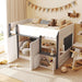 Solid Wood Full Loft Bed With PlayhouseStorageGreyFinish