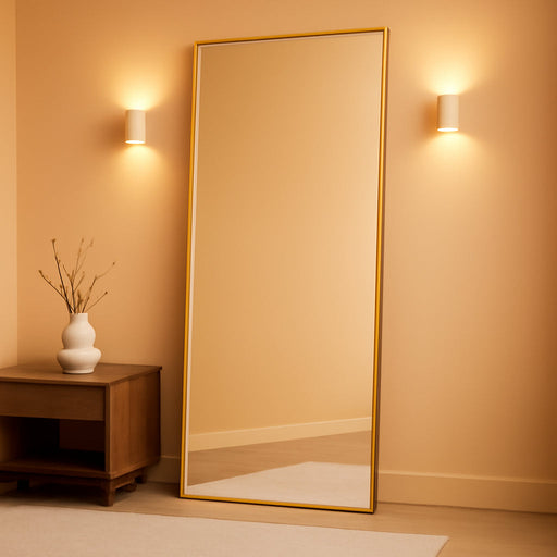 65"X24" Floor Mirror Full Length, Bedroom Floor Body Mirror with Stand, Large Gold Mirror, Leaning, Standing or Hanging Horizontally/Vertically