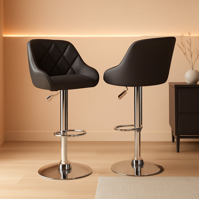 Bar Stools Set of 2, Adjustable Counter Height Swivel Barstools Modern Dining Chair Bar Pub High Stool with Back for Kitchen Island, Black