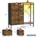 Dresser with Hanging Rack, 8-Drawer Dresser for Bedroom with Charging Station & LED Lights, Fabric Dressers with Shoe Rack, Rustic Brown, 11.8" D X 42" W X 42.7" H (8 Drawers)