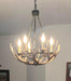 Six-Light Rustic Antler Chandelier With Wagon Wheel