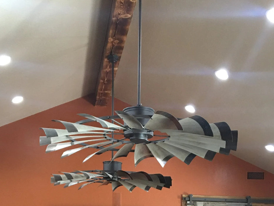 Weathered Rust Grey with Patina Bronze Tips Windmill Ceiling Fan | the American Fan