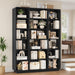 72" Triple Wide Bookshelf, 6-Tier Tall Bookcase, Black Book Shelf