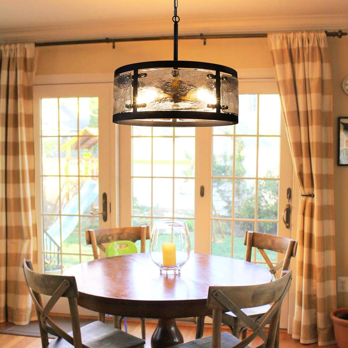 Twenty Inch Black Farmhouse Chandelier Glass Shade