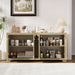 60" Buffet Cabinet with Storage, 4 Doors Sideboard with Adjustable Shelves, Modern Farmhouse Coffee Bar Console Table for Living Room, Kitchen, Dining Room, Entryway, Oak