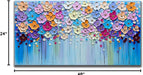 3D Paintings, Modern Abstract Oil Painting Hand Painted on Canvas Abstract Artwork Picture Wall Decoration for Living Room - Gorgeous Flowers Wall Art-24X48 Inch
