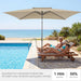 6.6 X 10 Ft Rectangular Patio Umbrella, Outdoor Market Table Umbrella with Push Button Tilt and Crank, Double-Tier Vent, 6 Ribs, Rectangle Patio Umbrella for Backyard, Deck, Pool, Fits 4–6 Chairs and Tables (Beige)