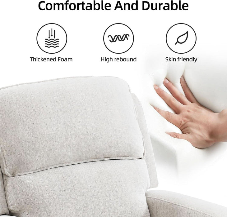 Manual Living Room Furniture Reclining Couch Set, Soft Fabric 3 Seat Sofa Recliner Sofa for Meeting Room, Overstuffed Backrest and Armrest