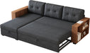  Sectional Sofa Bed Dark Grey, L-Shaped, 84"