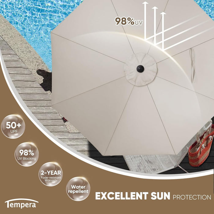 Patio Market Outdoor Table Umbrella with Auto Tilt and Crank, Large Sun Umbrella with Sturdy Pole & Fade Resistant Canopy, Easy to Set