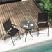 3 PCS Patio Table and Chairs Set, Bistro Furniture with DPC Tabletop, Umbrella Hole, Outdoor Bar Set with round Table and 2 Folding Counter Height Chairs for Poolside, Deck, Porch, Black