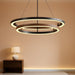Modern LED Chandelier Black Wood Dimmable 3-Ring Foyer Entry Chandeliers Light 24In Dining Room Chandelier Light Fixture for Kitchen Home Office Living Room
