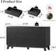 Fluted Dresser with 7 Drawers, 58" Wide Wood Chest of Drawers with Metal Handle, Wooden Dresser TV Stand, Modern Closet Clothes Storage Organizer for Bedroom, Living Room, Hallway, Solid Black