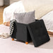 Storage Ottoman with Tray, Foot Stools and Ottomans with Legs, Storage Cube Seat Linen Black 15"