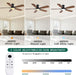 52Inch Ceiling Fans with Lights, Low Profile Ceiling Fan with Light and Remote/App Control, DC Reversible Motor, Noiseless, Flush Mount, Brown Ceiling Fan for Bedroom Indoor/Outdoor Use