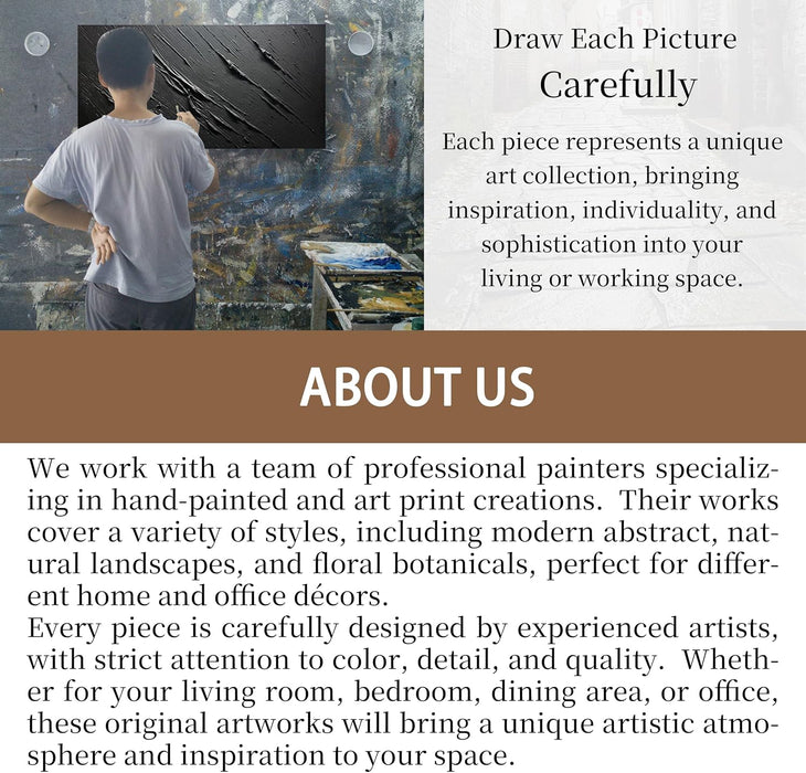 Black Abstract Wall Art for Living Room Hand Painted Minimalist Textured Oil Painting Large Artwork for Bedroom Office Ready to Hang 20X40 Inch