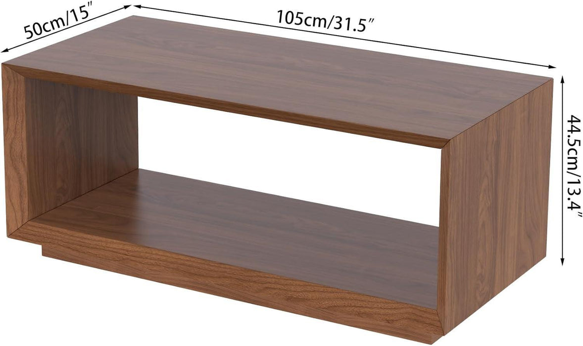 Coffee Table with Storage, Mid Century Modern, Rectangle Cocktail Tea Table, Farmhouse Wood Coffee Table for Living Room, Home Office (Walnut)