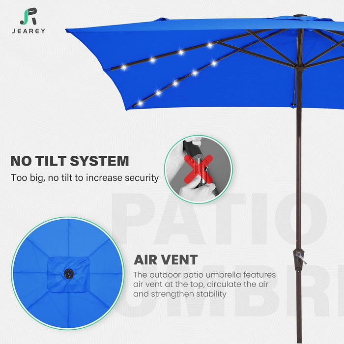 8X10' Rectangle LED Lighted Umbrella Patio Umbrella Outdoor W/Crank