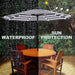 9 Ft Solar Umbrella 32 LED Lighted Patio Umbrella Table Market Umbrella with Tilt and Crank Outdoor Umbrella for Garden, Deck, Backyard, Pool and Beach (Black and White)