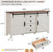 60" Wide Farmhouse Sideboard Buffet Cabinet, Antique White | 31.2" Tall Kitchen Cabinet with Storage, 2 Sliding Barn Doors, 4 Drawers, Rustic Wood, Coffee Bar Table, Dining Room
