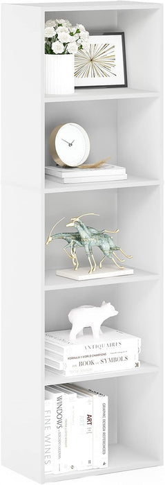 52-Inch Slim White Bookcase Featuring Open Shelves