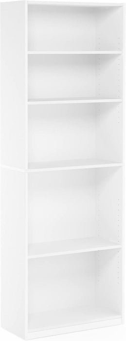 JAYA Book Shelf, 5-Tier Bookshelf, Bookcase with Adjustable Shelves, 9.5 X 24.5 X 71.2, for Organization and Storage, for Living Room, Bedroom, Home Office, White