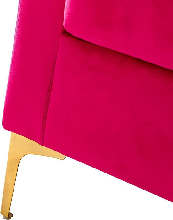 Fuchsia Velvet Upholstered Armchair With Gold Legs