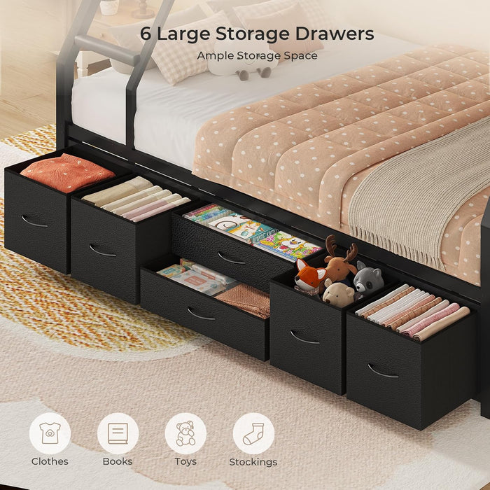 IndustrialGradeMetal Twin Over Full Bunk Bed Black