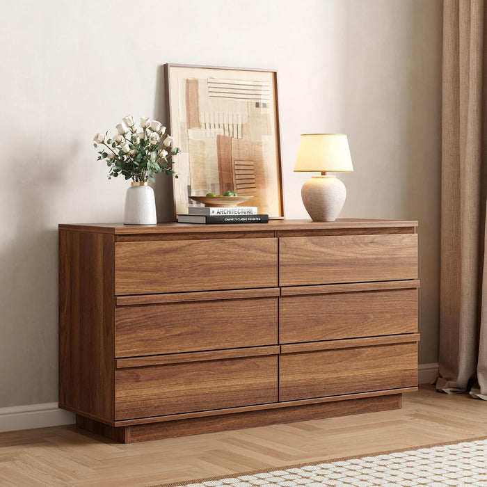 6 Drawer Dresser Walnut, Double Chest of Drawers