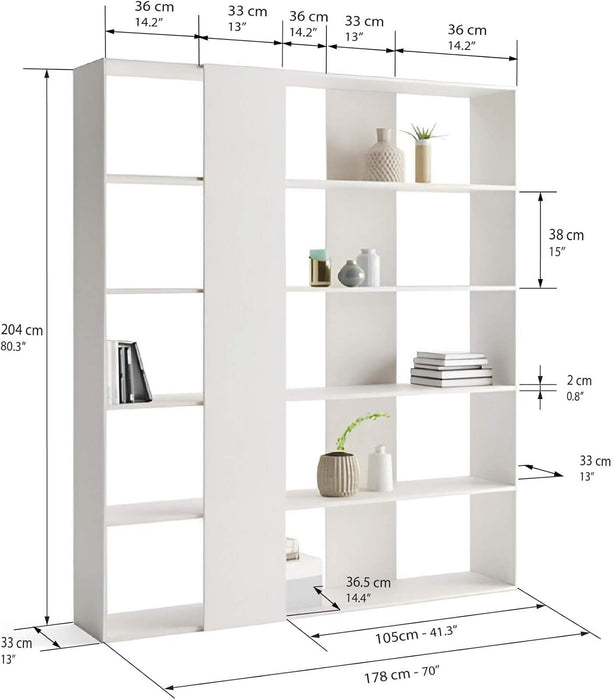 , Rachele Modern Bookcase, Ashwood White, Made in Italy