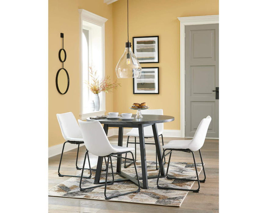 Centiar Mid Century round Dining Room Table with Metal Legs, Gray & Black