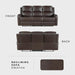 Manual Double Reclining Sofa, Top Grain Leather Match Wall Hugger Recliner Sofa, Tab Pull Reclining, High Density Foam over Pocket Coils, for Living Room/Reading Nook/Bedroom, Brown