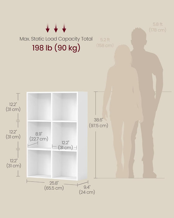 Cloud White Bookshelf With Six Generous Compartments