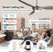 52 Inch Modern Smart Wifi Ceiling Fan with Light and Remote Control, Living Room Bedroom Patio 3 Blade Ceiling Fans with Reversible Mute DC Motor, Silver