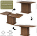Extendable Kitchen Dining Table for 4-6, 47-65 Inch Rectangle Dining Room Table with 2 Doors, Large Storage, Mid Century Modern Dinner Furniture, Living Room, Space Saving, Square, Fluted, Walnut
